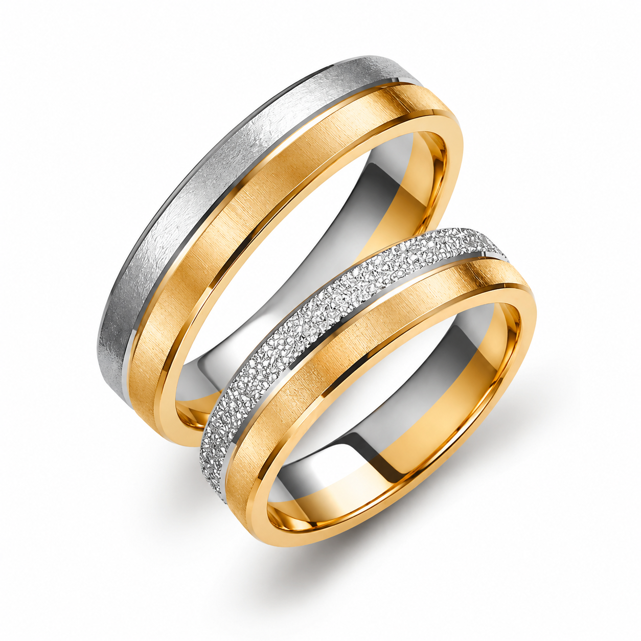 Two-Tone 5mm Wedding Bands Set
