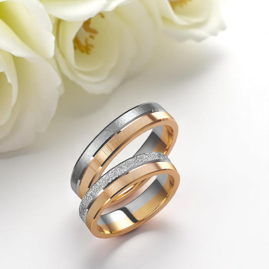 Two-Tone 5mm Wedding Bands Set