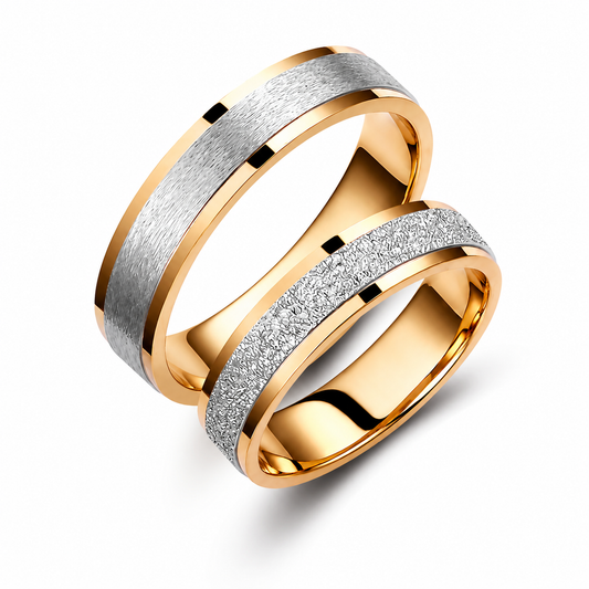 Two-Tone 5mm Wedding Bands Set
