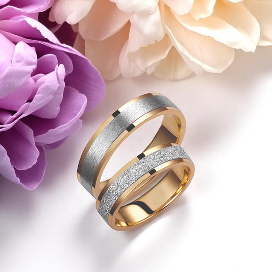 Two-Tone 5mm Wedding Bands Set
