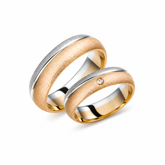 Dome Two-Tone 5.5mm Wedding Bands Set