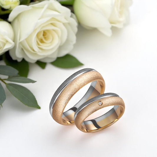 Dome Two-Tone 5.5mm Wedding Bands Set