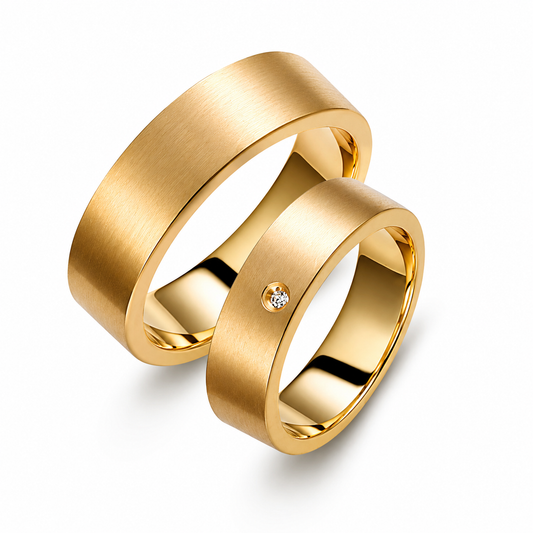 Thick 6.5mm Diamond Wedding Bands Set
