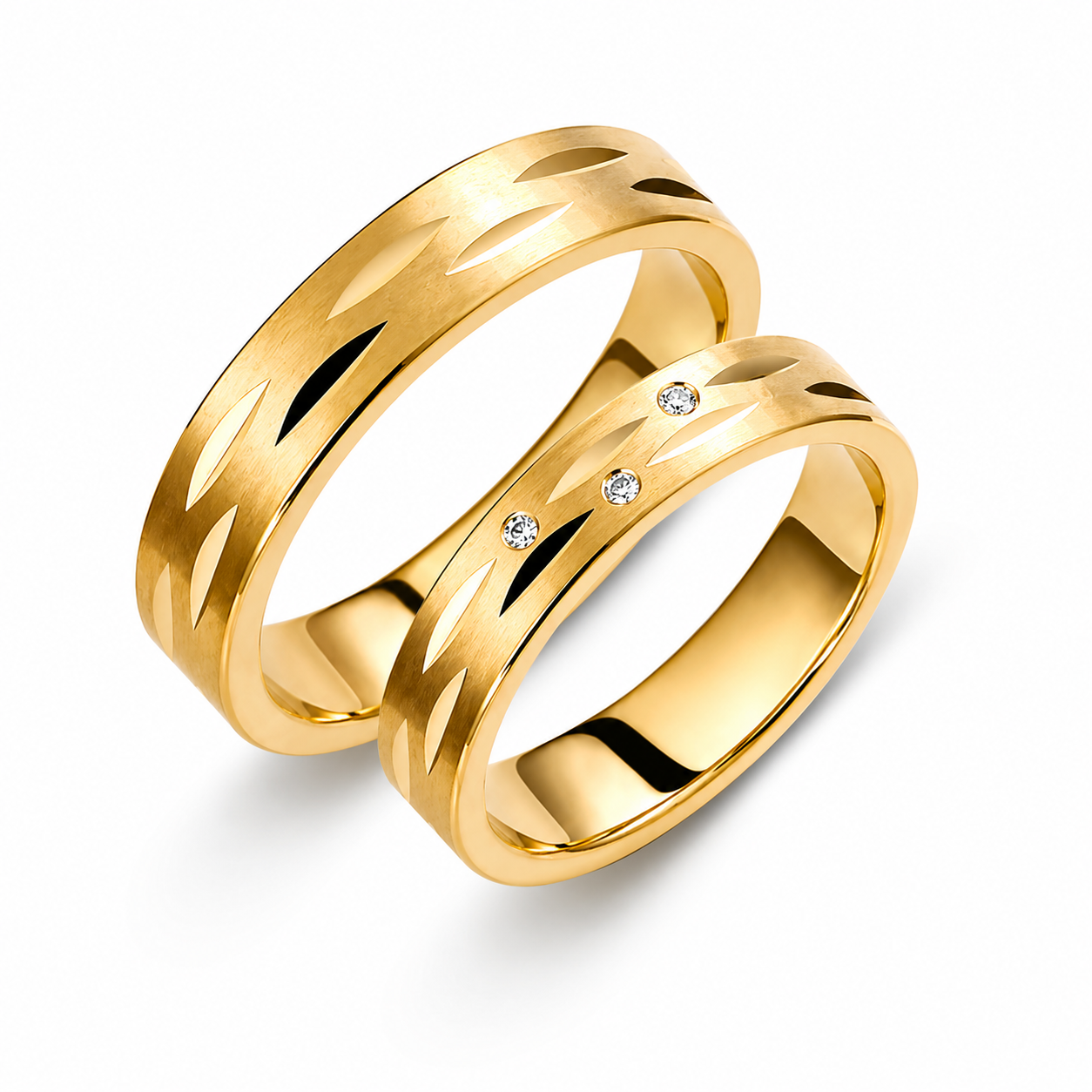 Thick 4.5mm Diamond Wedding Bands Set