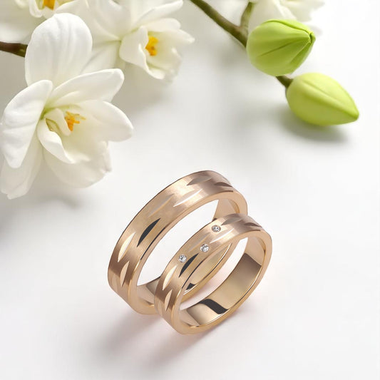 Thick 4.5mm Diamond Wedding Bands Set