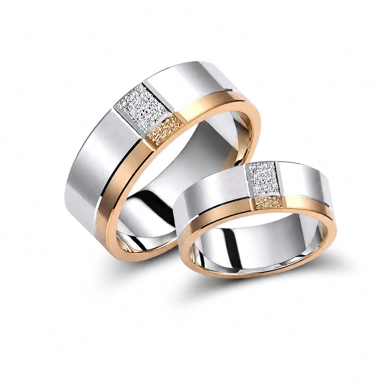 Two-Tone 7mm Wedding Bands Set