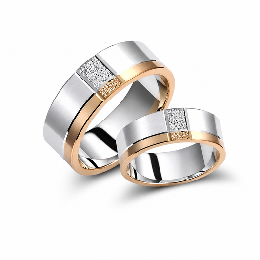 Two-Tone 7mm Wedding Bands Set