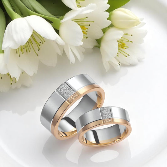 Two-Tone 7mm Wedding Bands Set