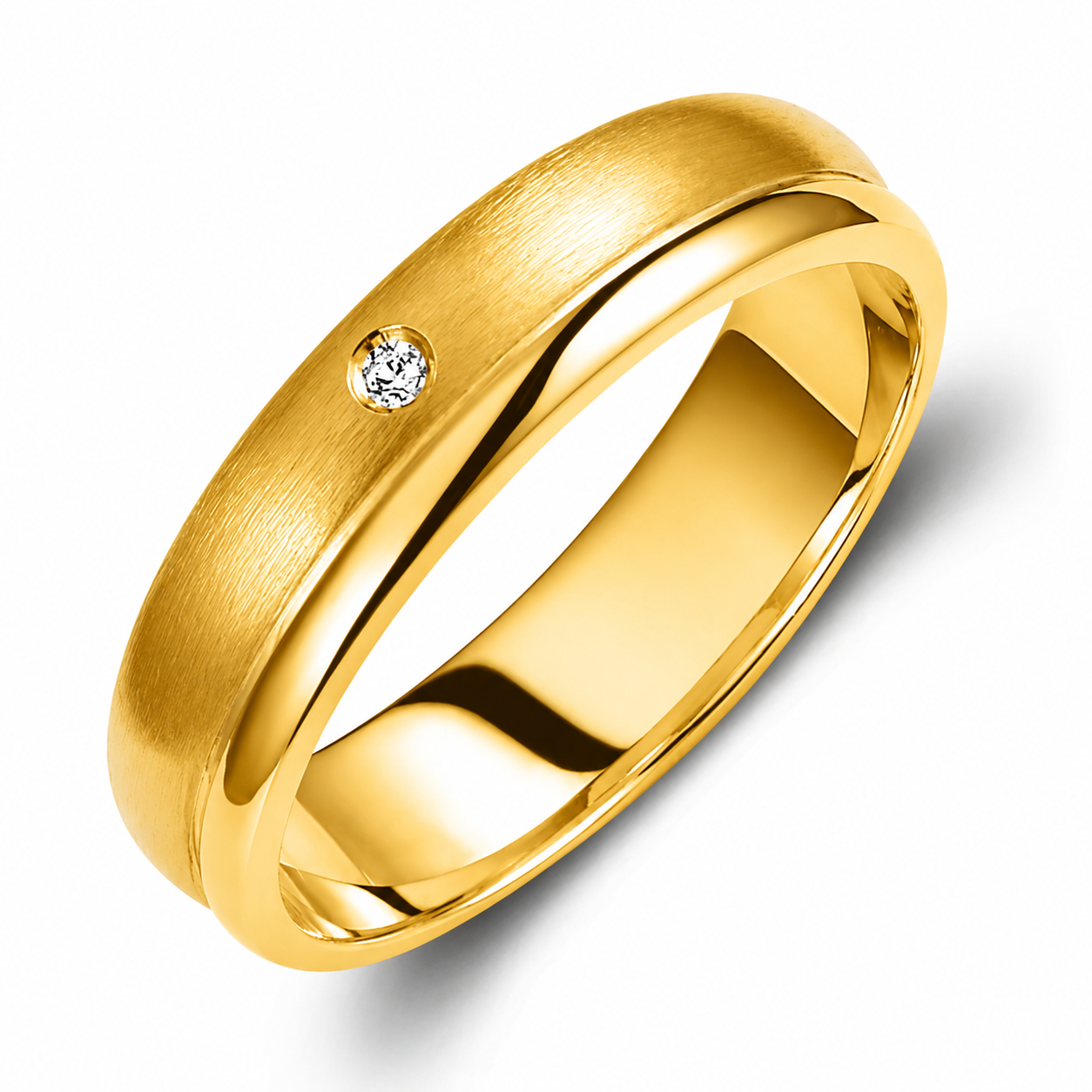 Two-Tone 5mm Wedding Bands Set with a Diamond