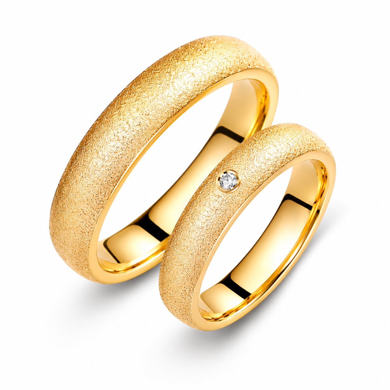 Dome 4.5mm Diamond Wedding Bands Set