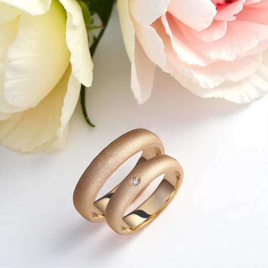 Dome 4.5mm Diamond Wedding Bands Set