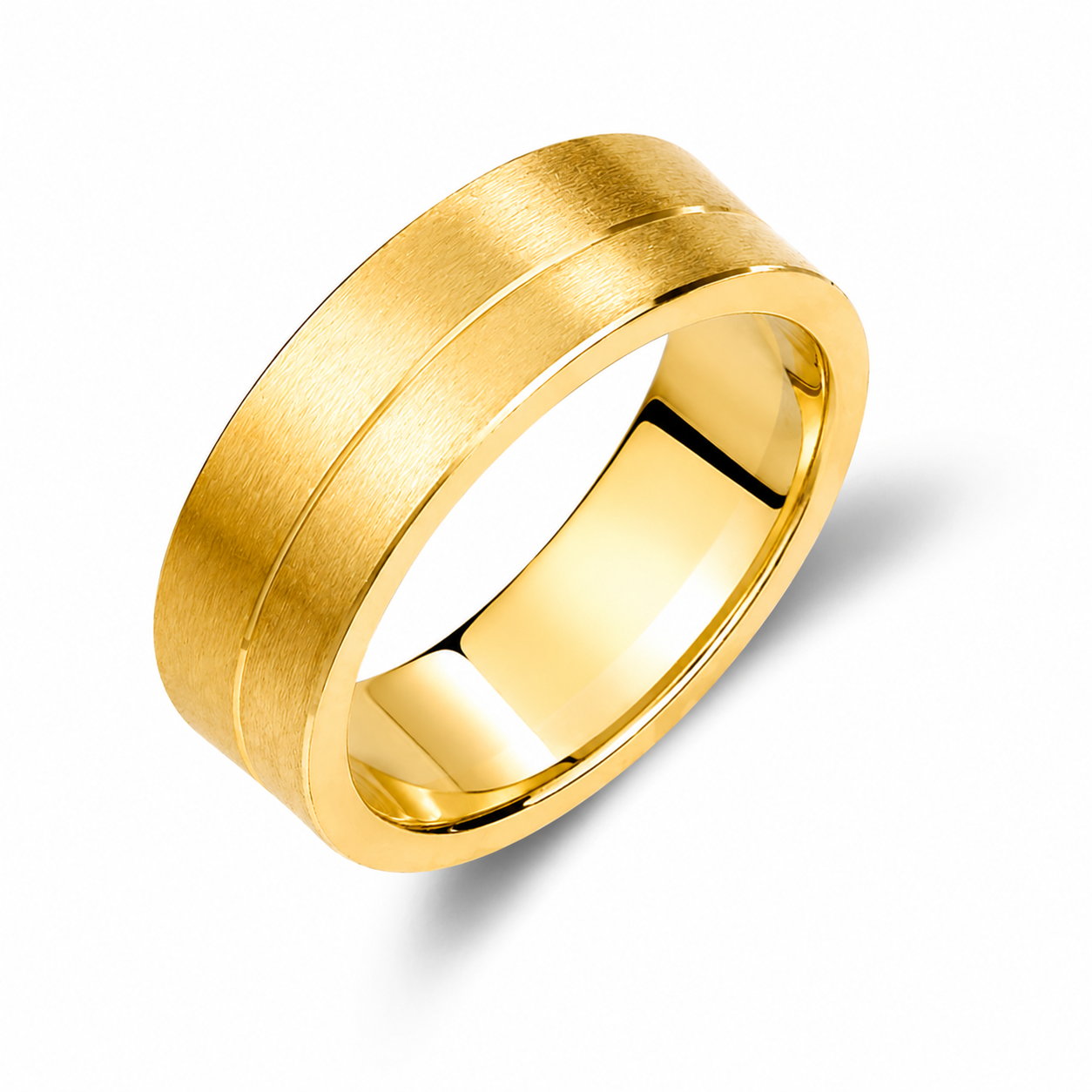 Thick Two-Tone 6.5mm Wedding Bands Set