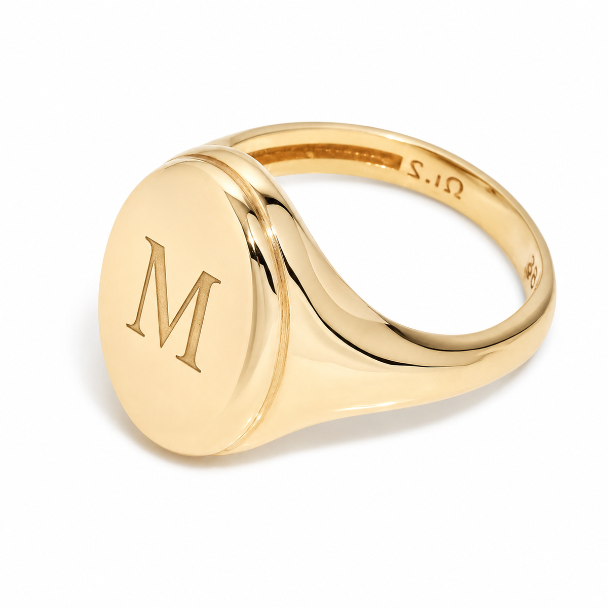 9k Gold Oval Signet Ring: Personalized Engraved Statement Jewelry