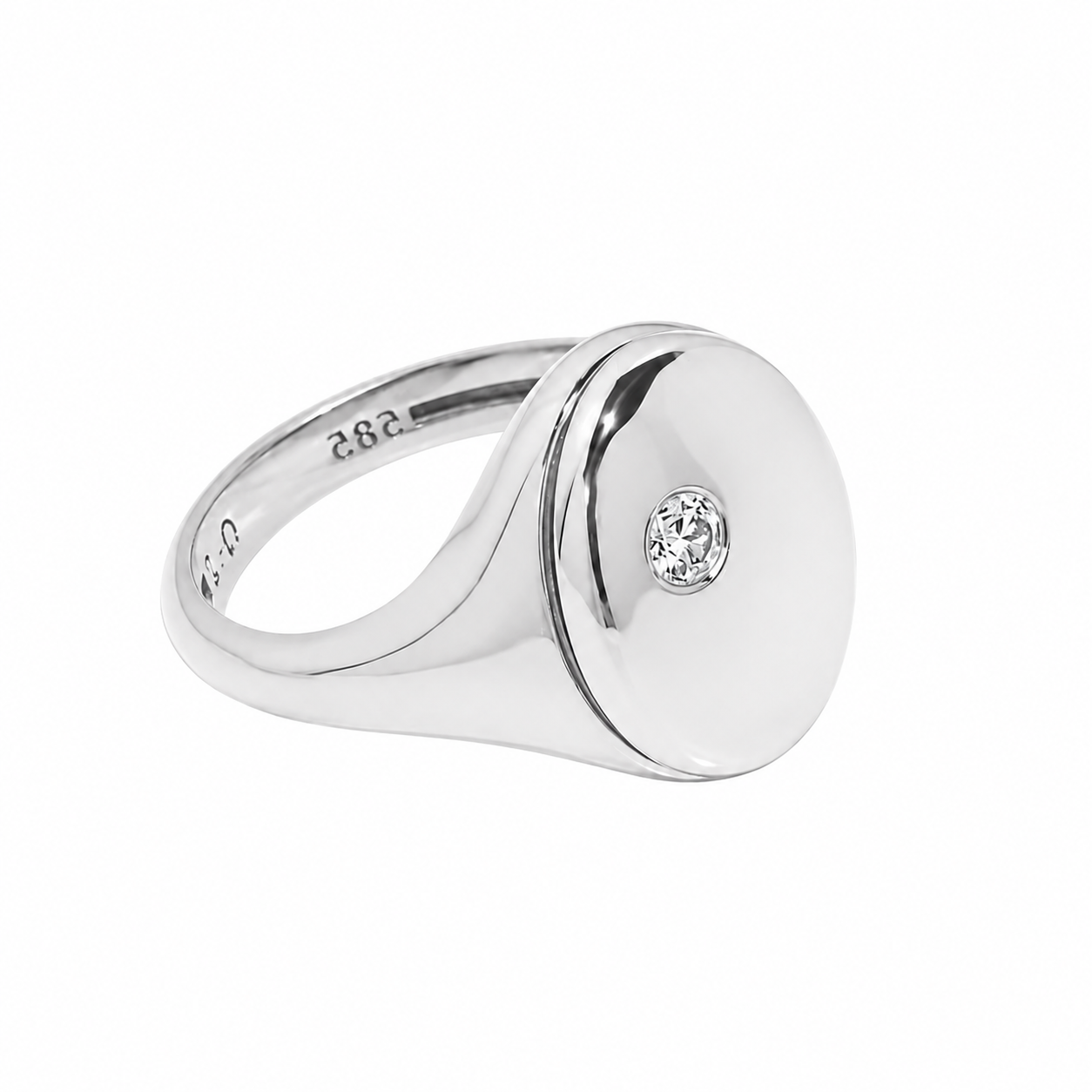 14K Gold Diamond Signet Ring: Oval Pinky Ring
