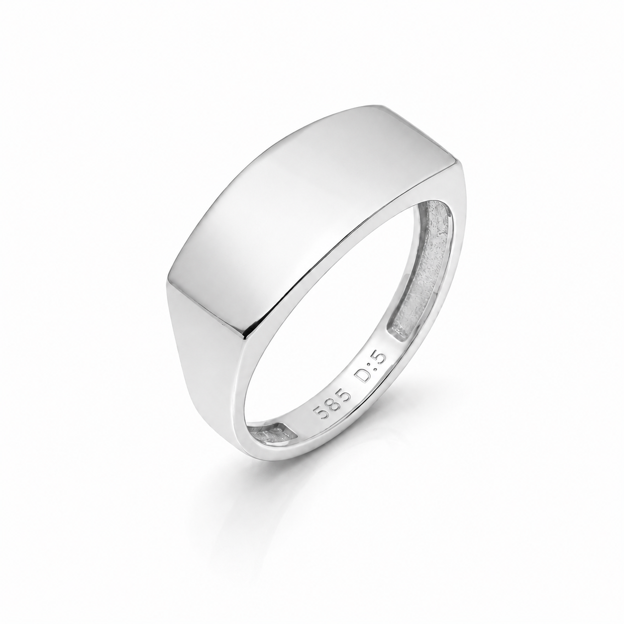 14k Solid Gold Rectangle Signet Ring: Customizable Engraving