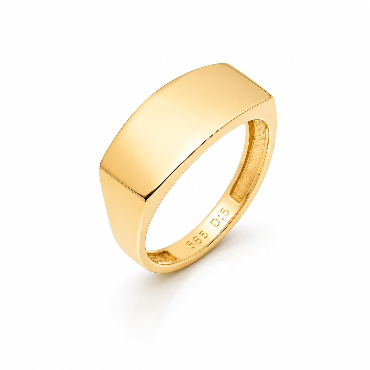 14k Solid Gold Rectangle Signet Ring: Customizable Engraving