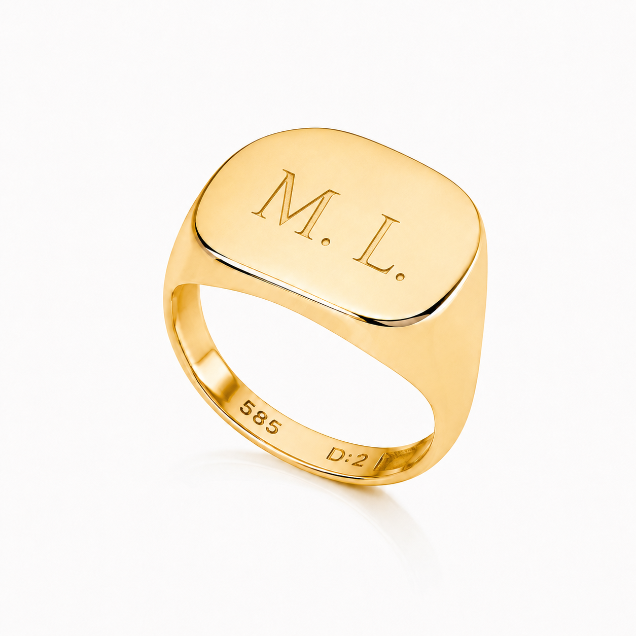 14k Solid Gold Square Signet Ring: Engravable Personalized Jewelry