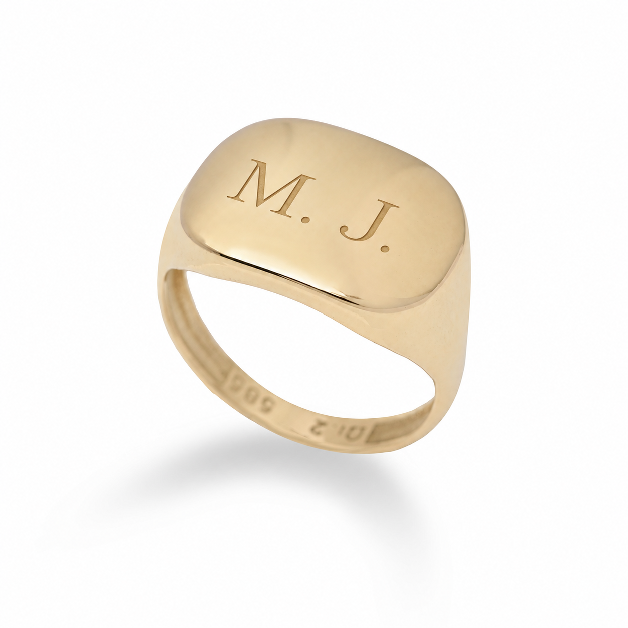 14k Solid Gold Square Signet Ring: Engravable Personalized Jewelry
