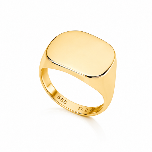 14k Solid Gold Square Signet Ring: Engravable Personalized Jewelry