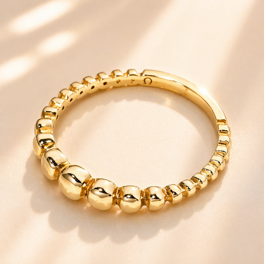 14k Gold Beaded Ring: Dainty Stacking Ring