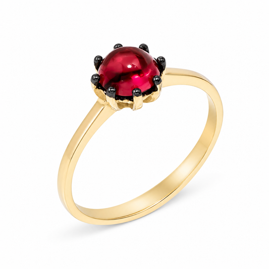 14k Gold Garnet Solitaire Ring: January Birthstone Jewelry