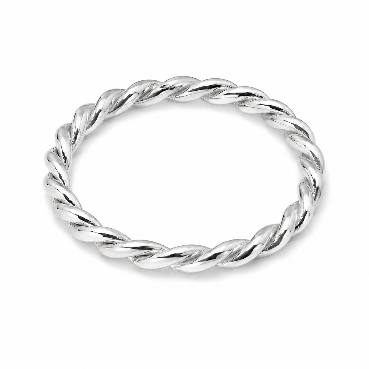 14k white Gold twisted ring on a white background