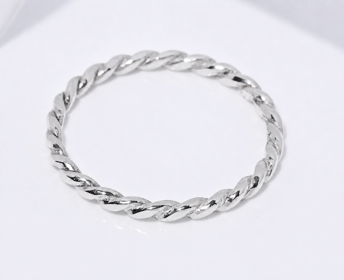 14K Solid Gold Twisted Rope Ring - Minimalist Stacking Band