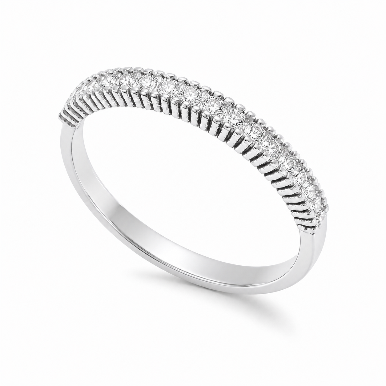 14k Gold Half Eternity Ring: Cubic Zirconia Stacking Band