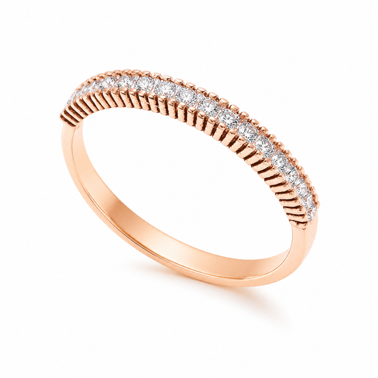 14k Gold Half Eternity Ring: Cubic Zirconia Stacking Band