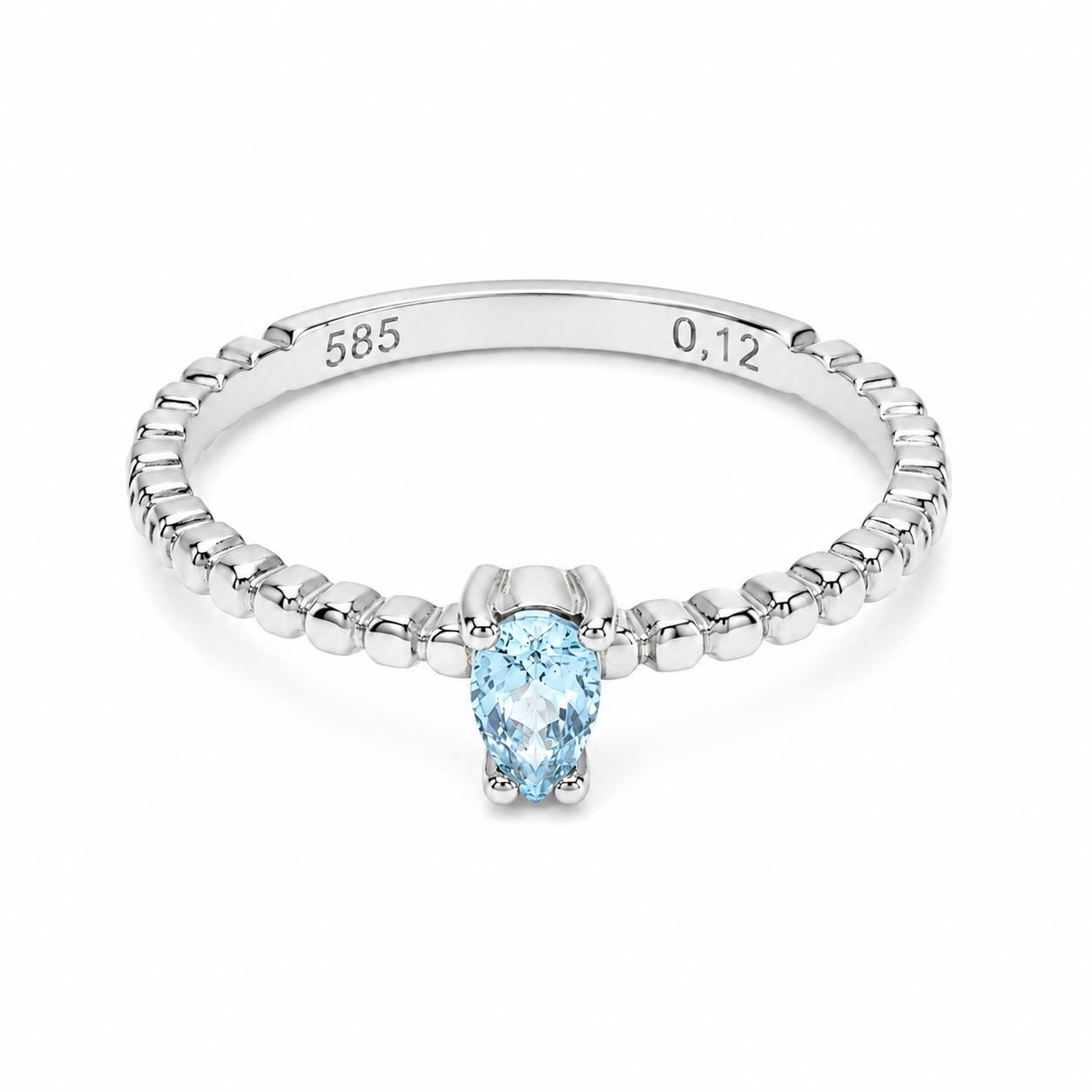 Pear Aquamarine Ring: 14K Solid Gold Minimalist Band