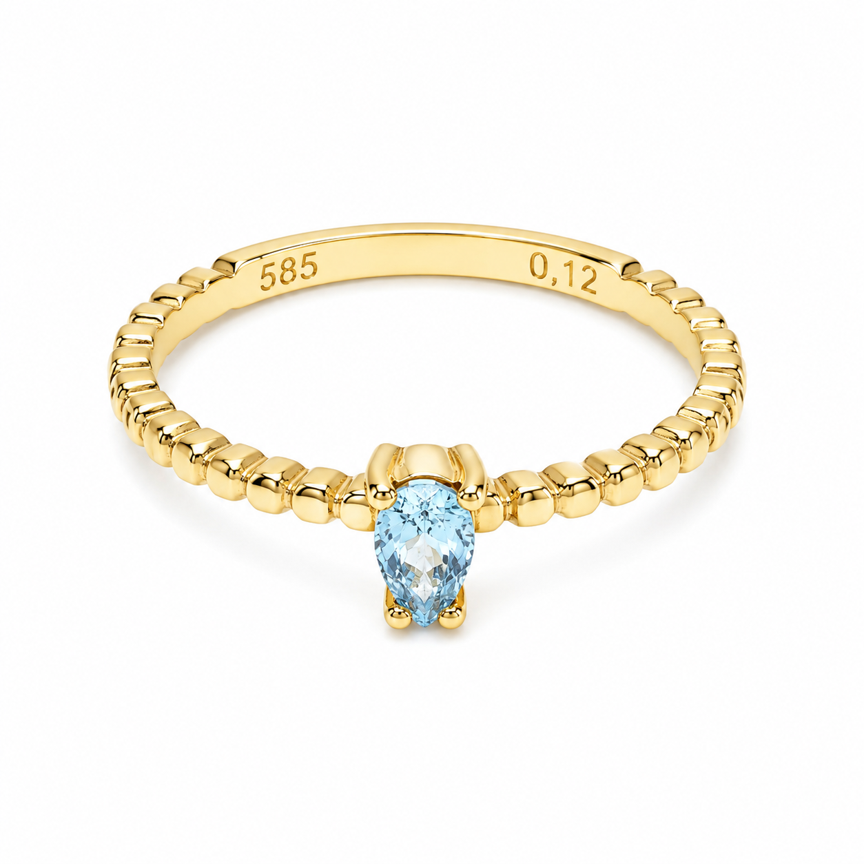 Pear Aquamarine Ring: 14K Solid Gold Minimalist Band