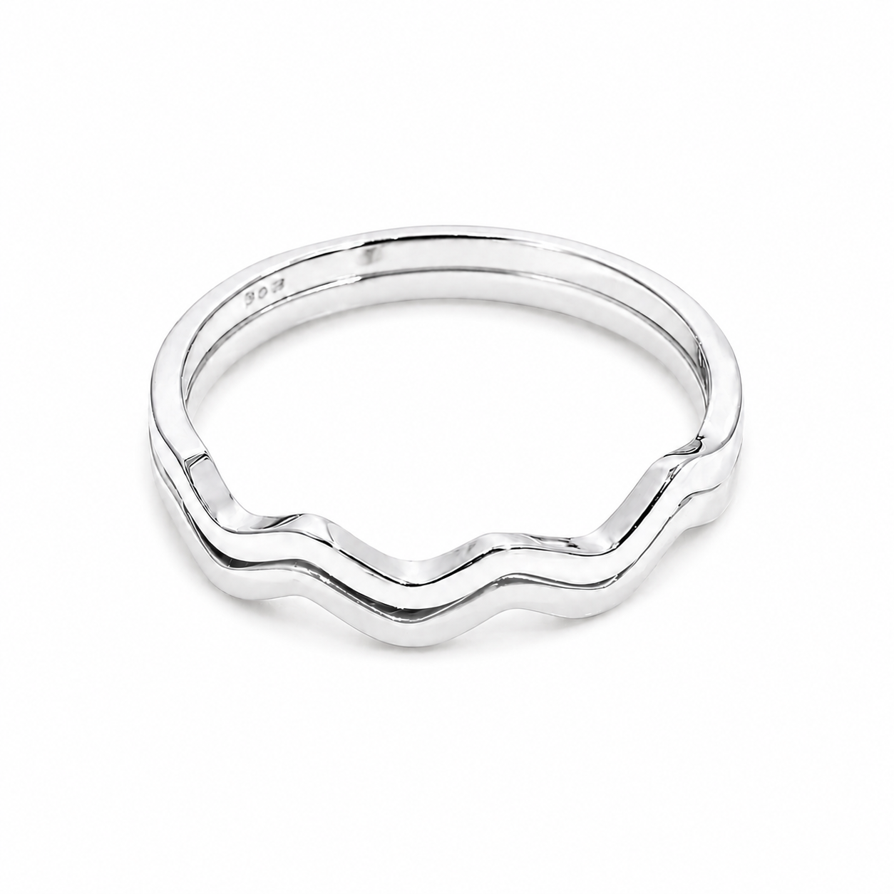 Two-Tone 14K Gold Zig Zag Ring - White & Rose Gold