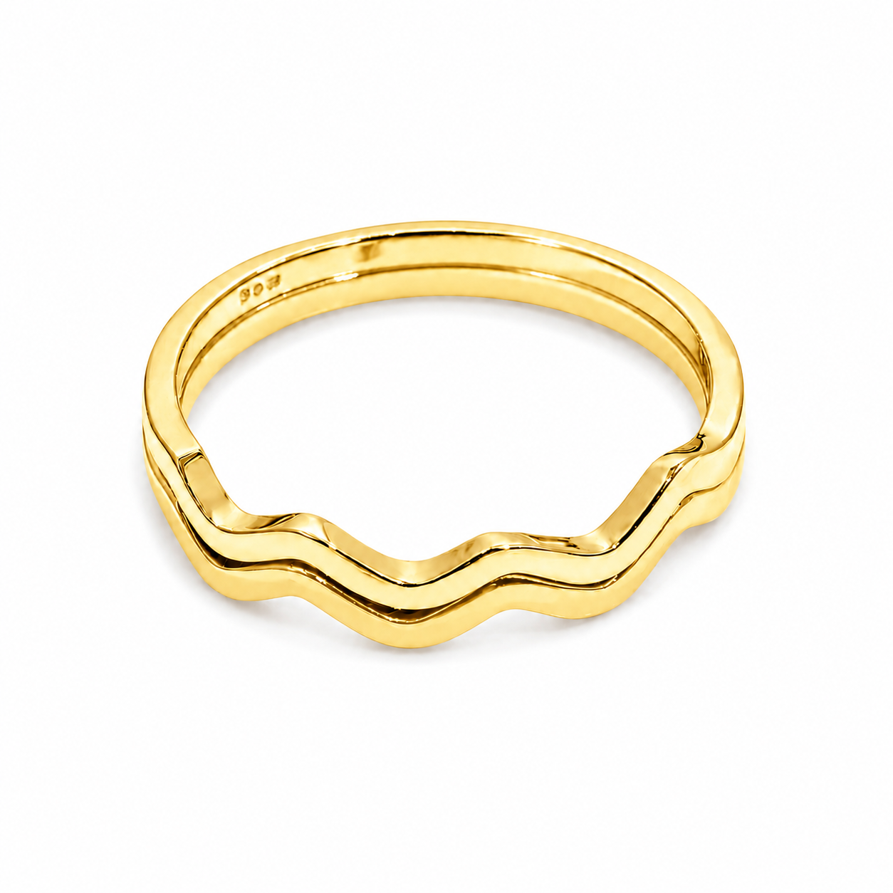 Two-Tone 14K Gold Zig Zag Ring - White & Rose Gold