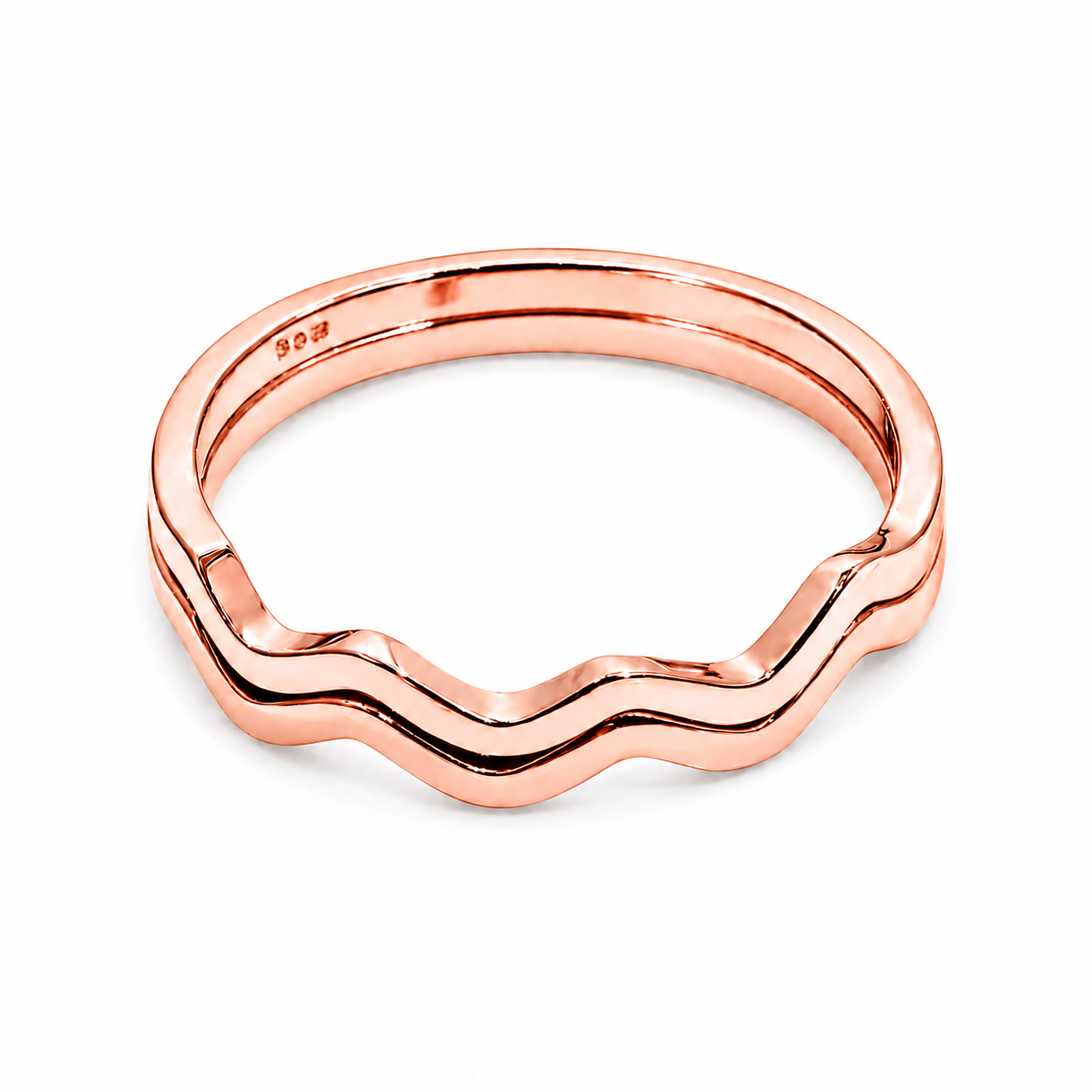 Two-Tone 14K Gold Zig Zag Ring - White & Rose Gold