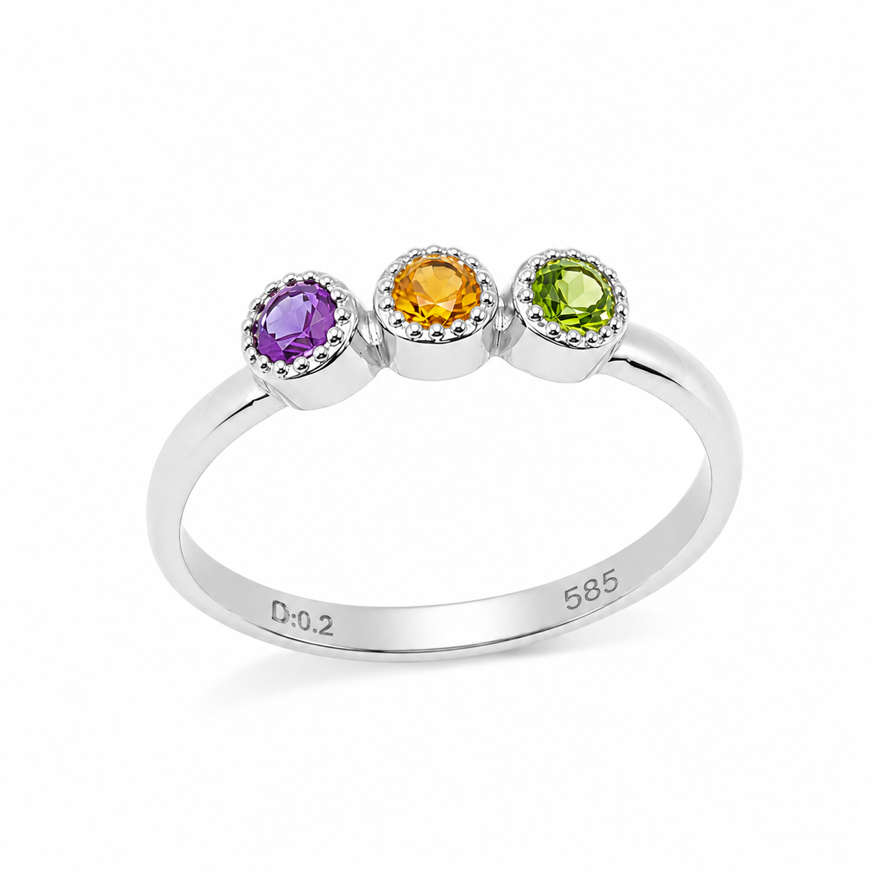 14K Gold Family Birthstone Ring - Personalized Mother's Ring