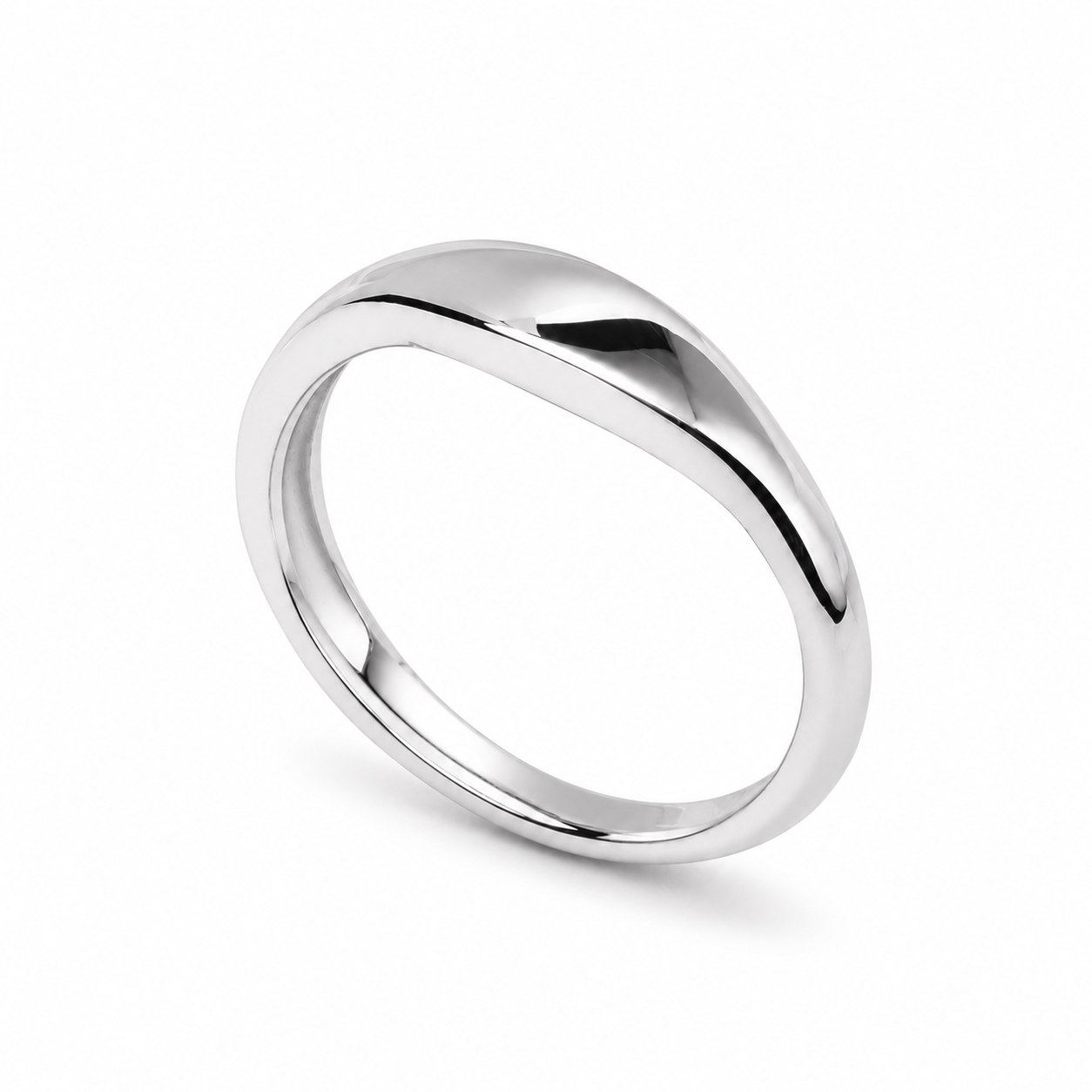14k white gold ring on a white background