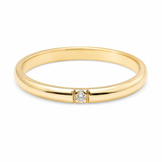 14K Yellow Gold Wedding Band: Simple Diamond Promise Ring