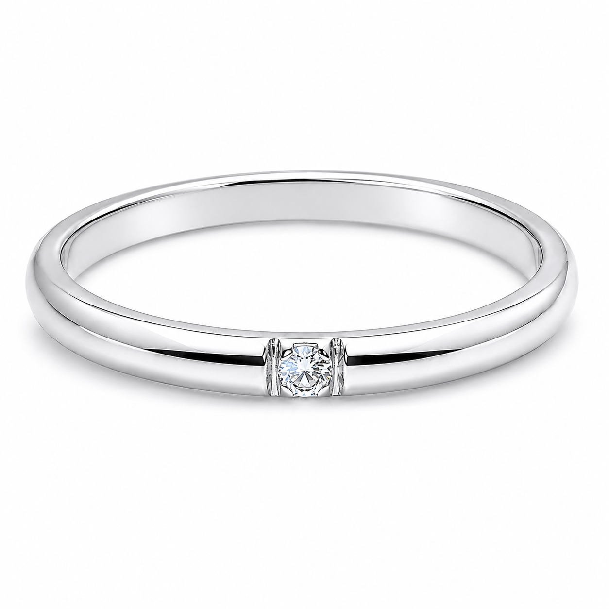14K Yellow Gold Wedding Band: Simple Diamond Promise Ring