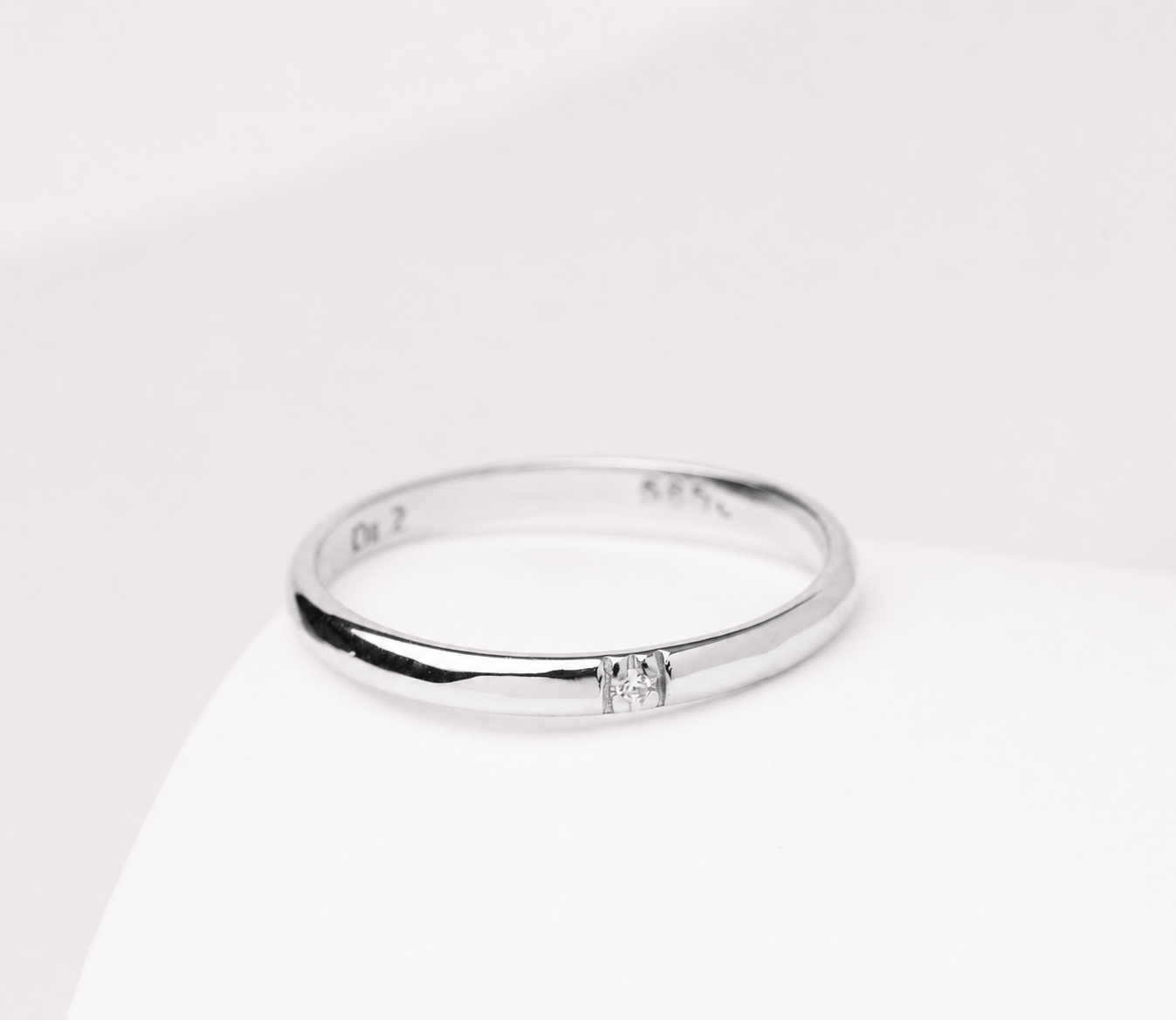 14K Yellow Gold Wedding Band: Simple Diamond Promise Ring