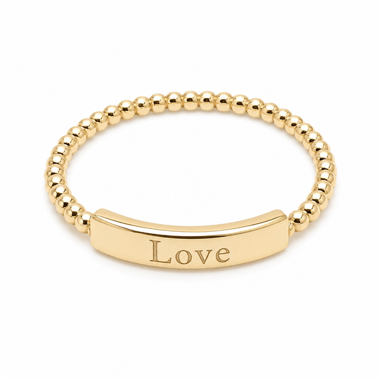 Personalized 9k Solid Gold Bar Ring: Custom Initial Stacking Ring