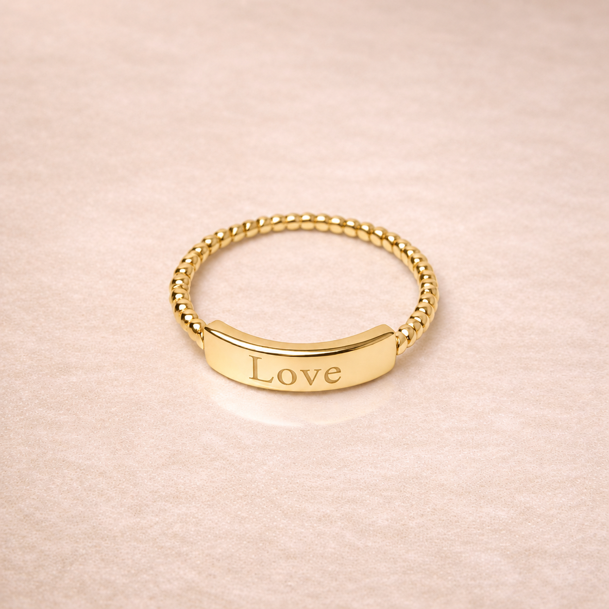 Personalized 14k Solid Gold Bar Ring: Custom Initial Stacking Ring