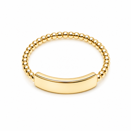 Personalized 14k Solid Gold Bar Ring: Custom Initial Stacking Ring