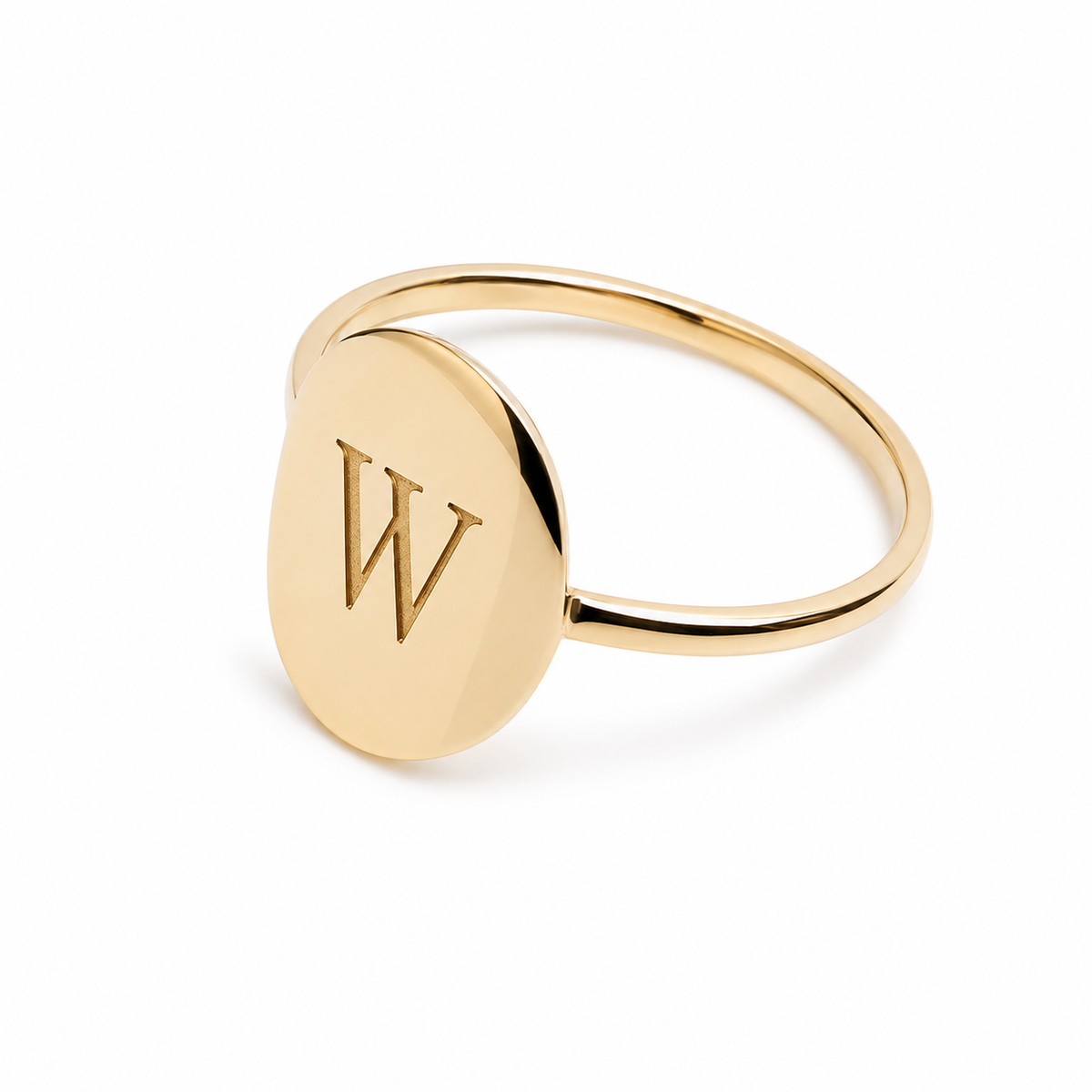 9k Gold Oval Signet Ring: Personalized Engravable Jewelry