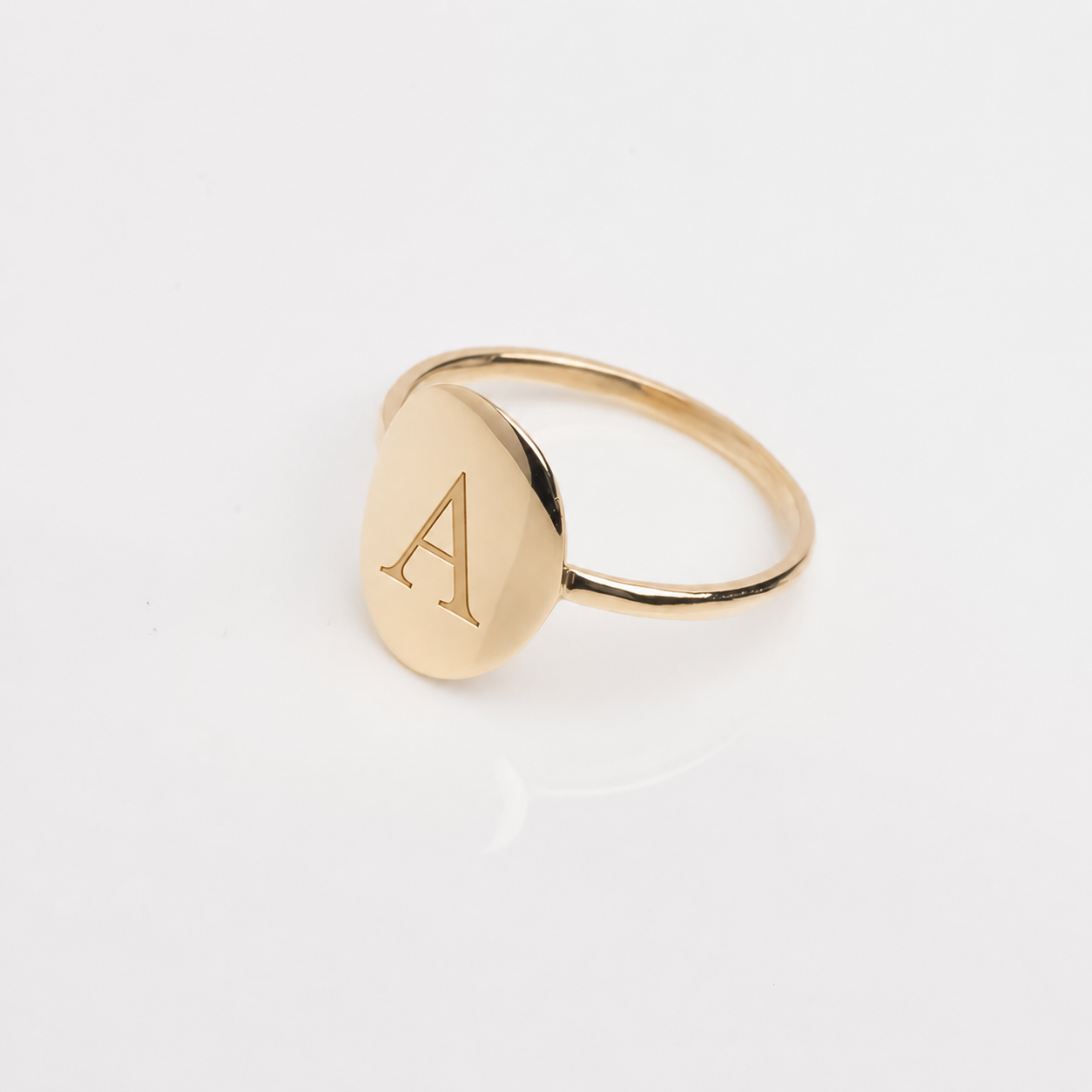 14k Gold Oval Signet Ring: Personalized Engravable Jewelry
