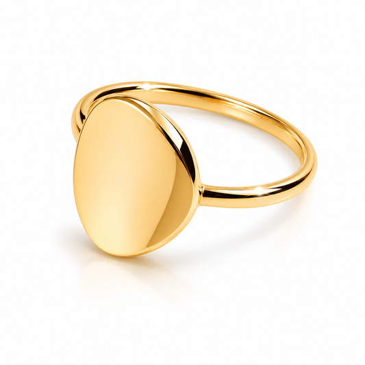 14k Gold Oval Signet Ring: Personalized Engravable Jewelry