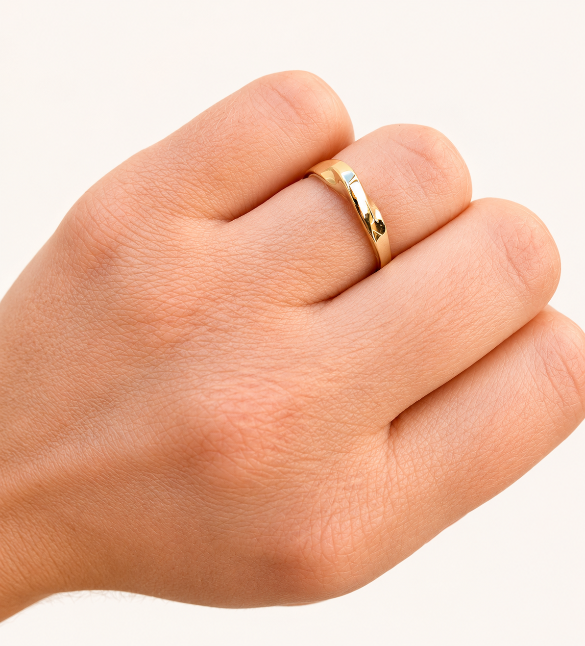 14k Gold Mobius Ring: Dainty Twist Wedding Band