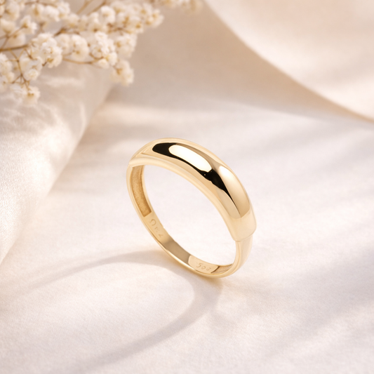 14k Solid Gold Dome Ring: Chunky Statement Jewelry