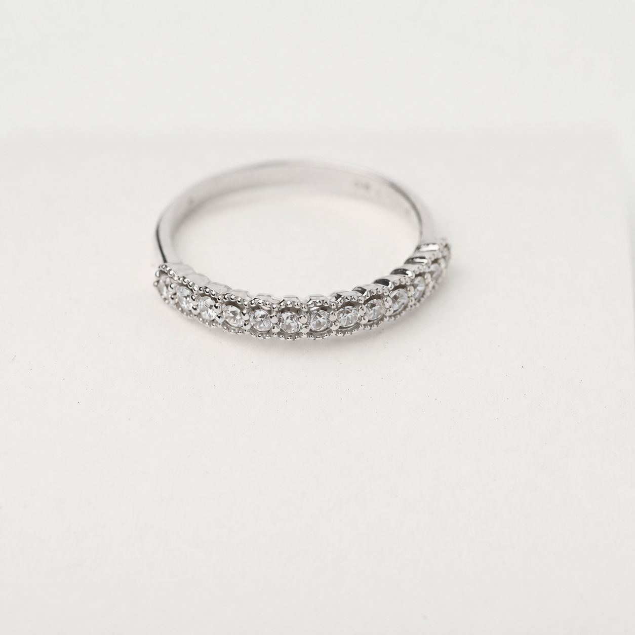 half eternity 14k white gold ring with cubic zirconia stones
