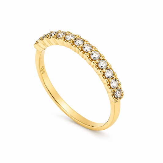 half eternity 14k gold ring with cubic zirconia stones