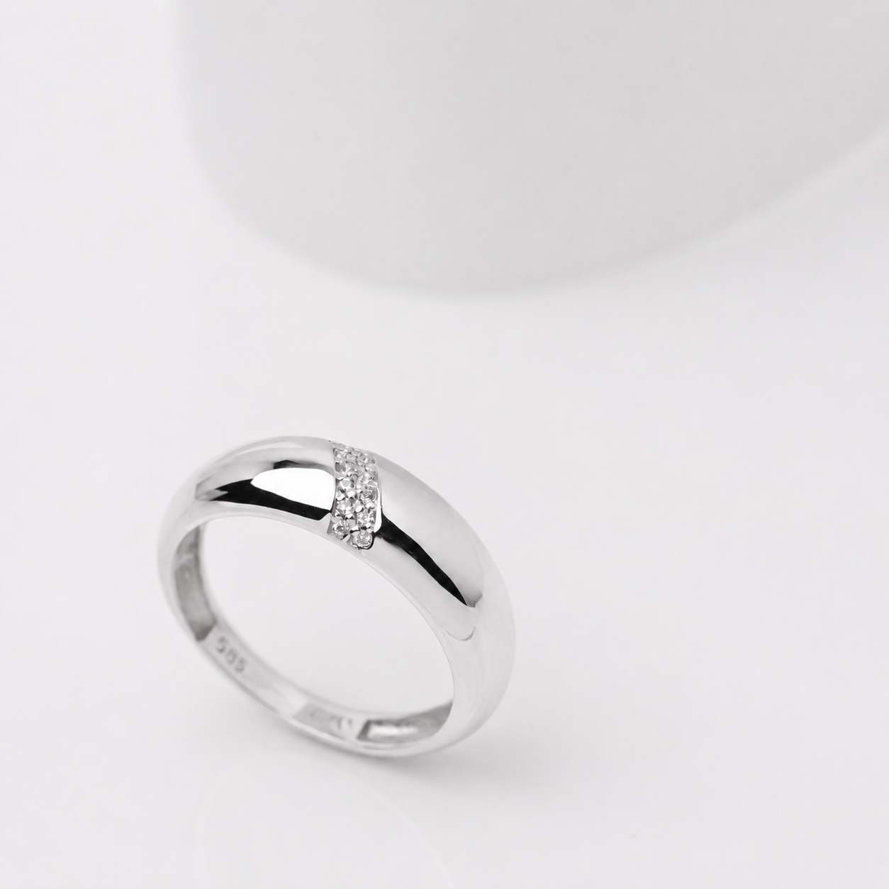 14k Solid Gold Dome Ring: Chunky CZ Statement Ring